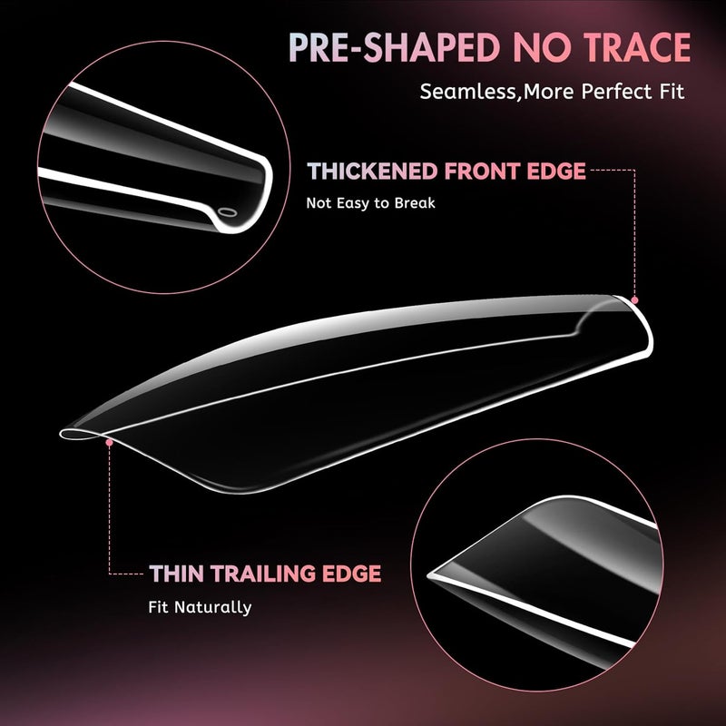 ranrose Long Coffin Nails Tips: 240pcs XXL Acrylic Nails Clear C Curve Coffin False Nail, Full Cover Fake Nails for Nail Extension, 12 Sizes - Image 5